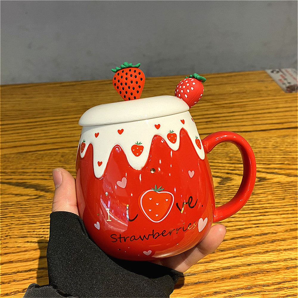 Strawberry Mug with Lid 13.5oz