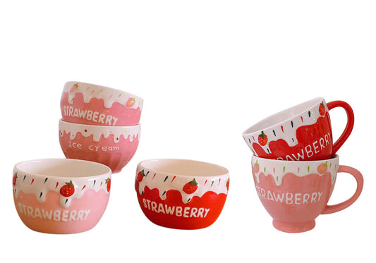 Strawberry Bowl and Mug 15.2oz & 11.8oz