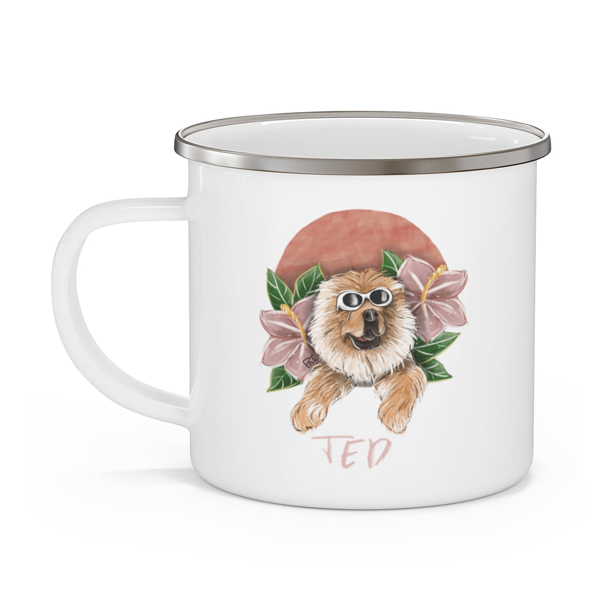 Hand-drawn Artistic Style Half-Body Pet Enamel Mug 12oz