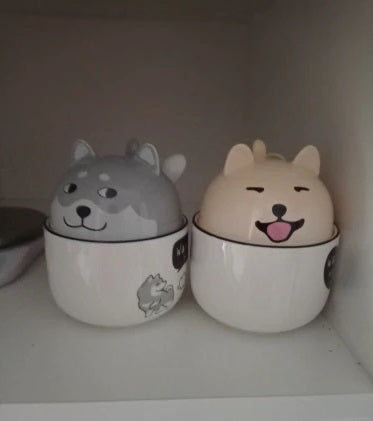 Puppy Ceramic Mug with Multi-purpose Lid 12.5oz + 5.4oz