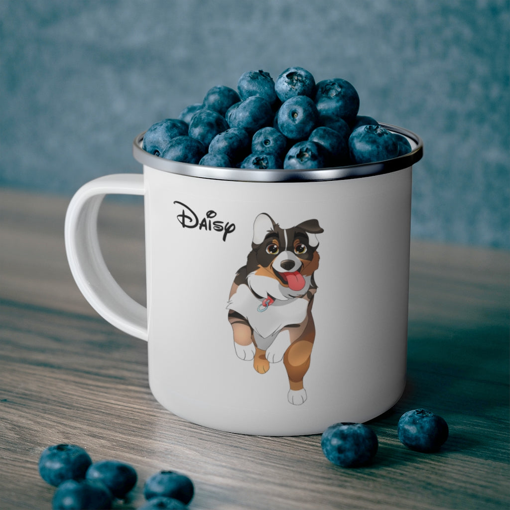 Custom Disney Style Pet Illustration Enamel Mug 12oz