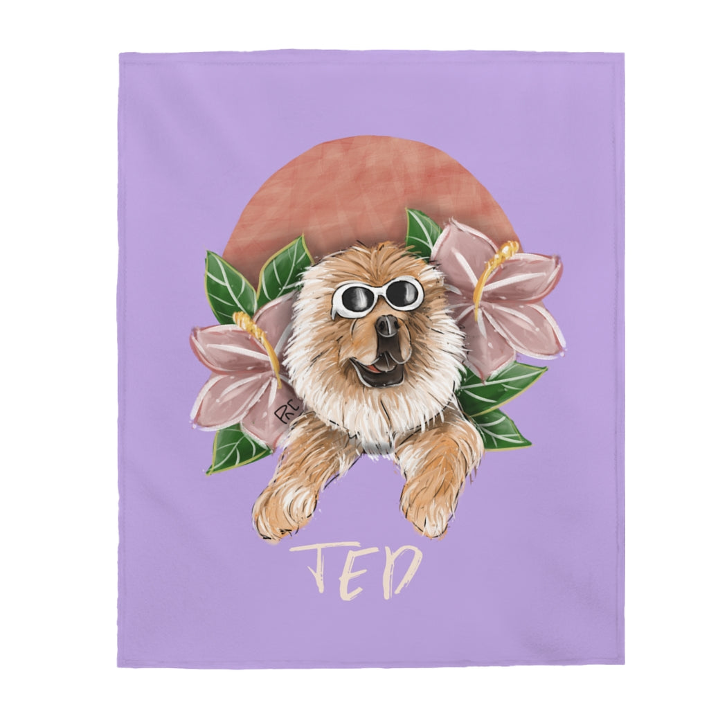 Hand-drawn Artistic Style Half-Body Pet Plush Blanket