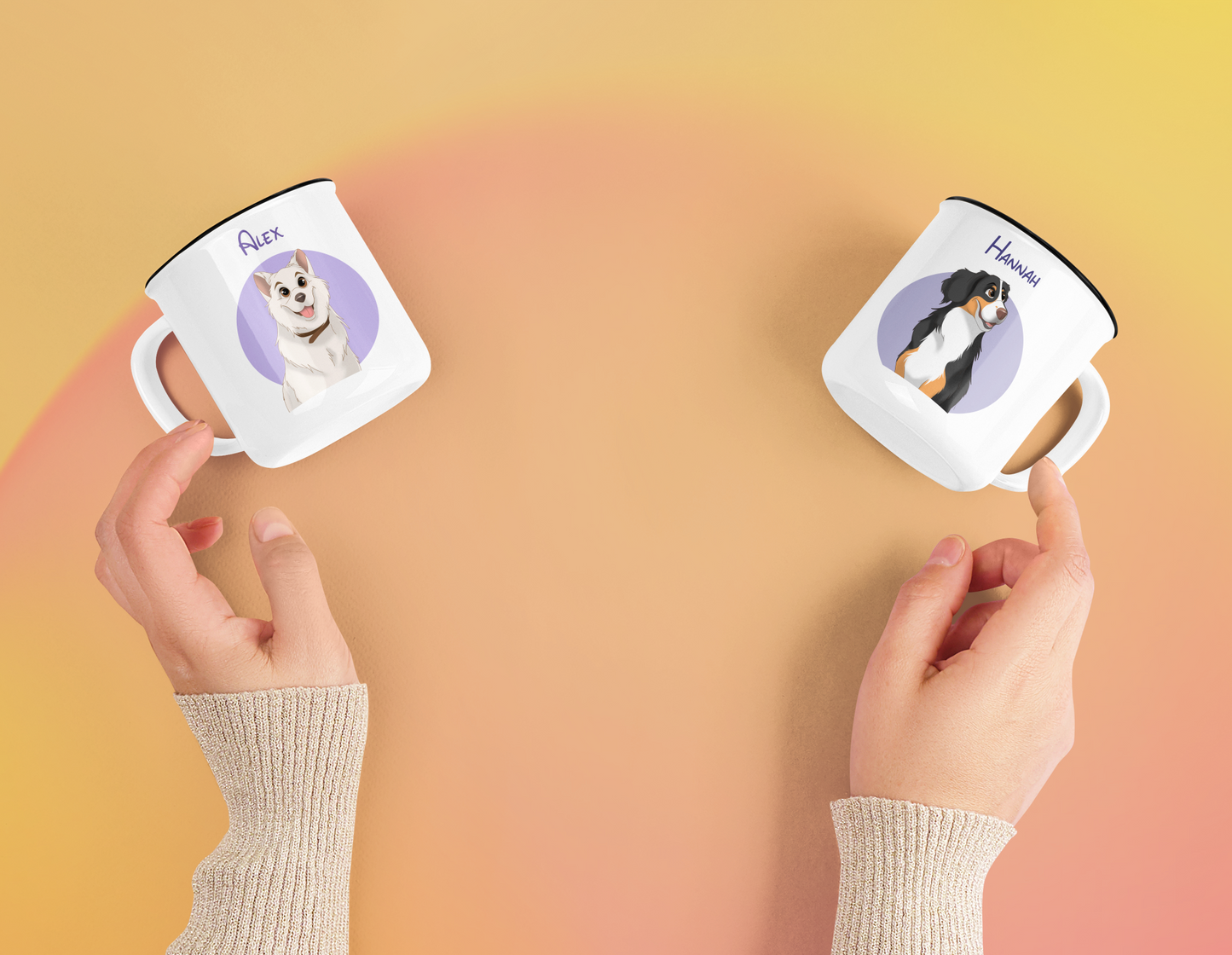 Custom Disney Style Pet Illustration Enamel Mug 12oz