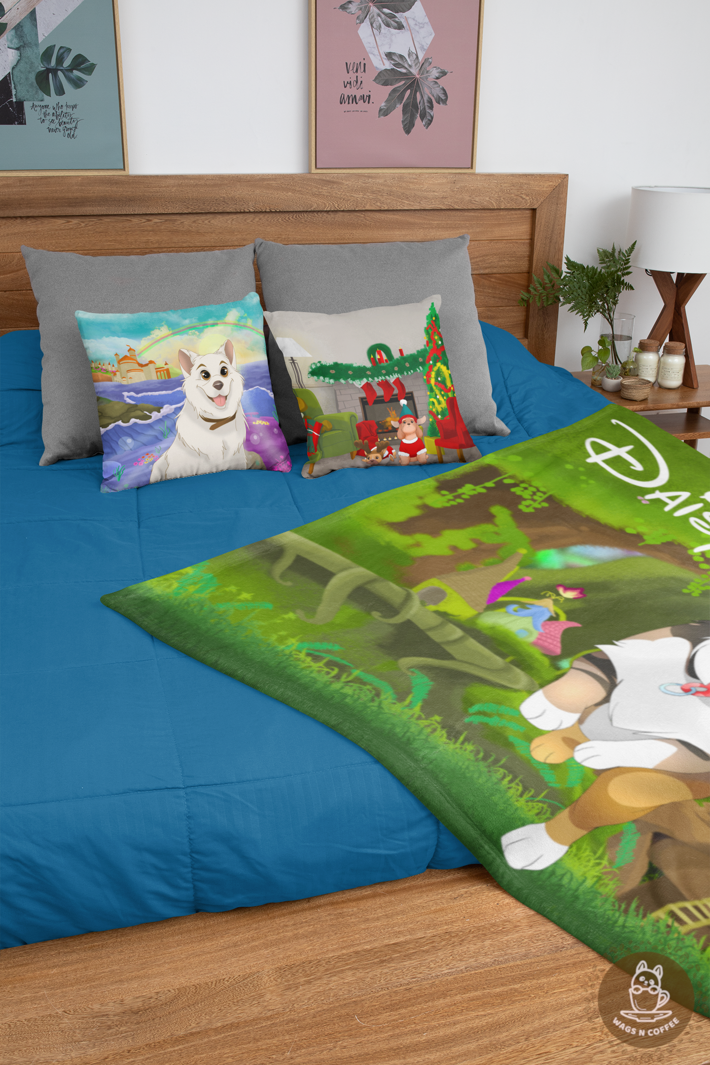 Custom Hand-drawn Disney Style Pet Illustration Pillow (4 sizes)