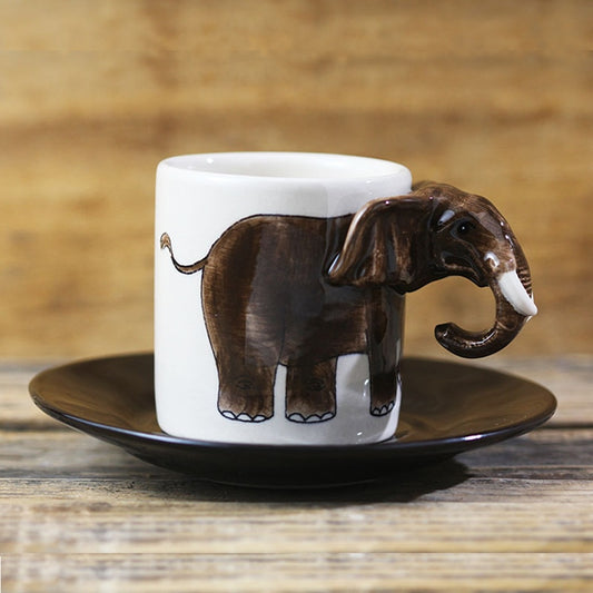 Hand-painted 3D Elephant Expresso Cup 3.4oz
