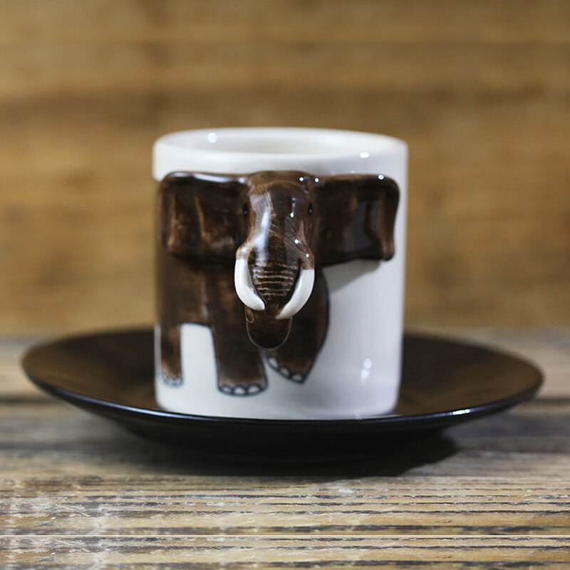 Hand-painted 3D Elephant Expresso Cup 3.4oz