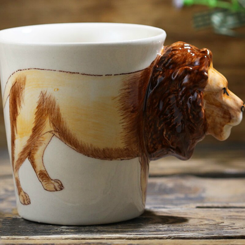 Hand-painted 3D Lion Mug 7oz