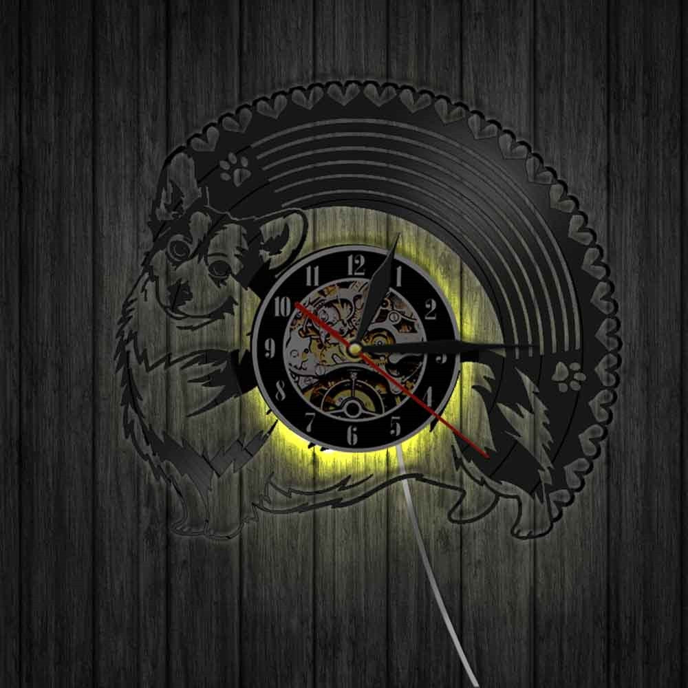 Laser-cut Repurposed Vinyl Record Clock (Corgi 2)