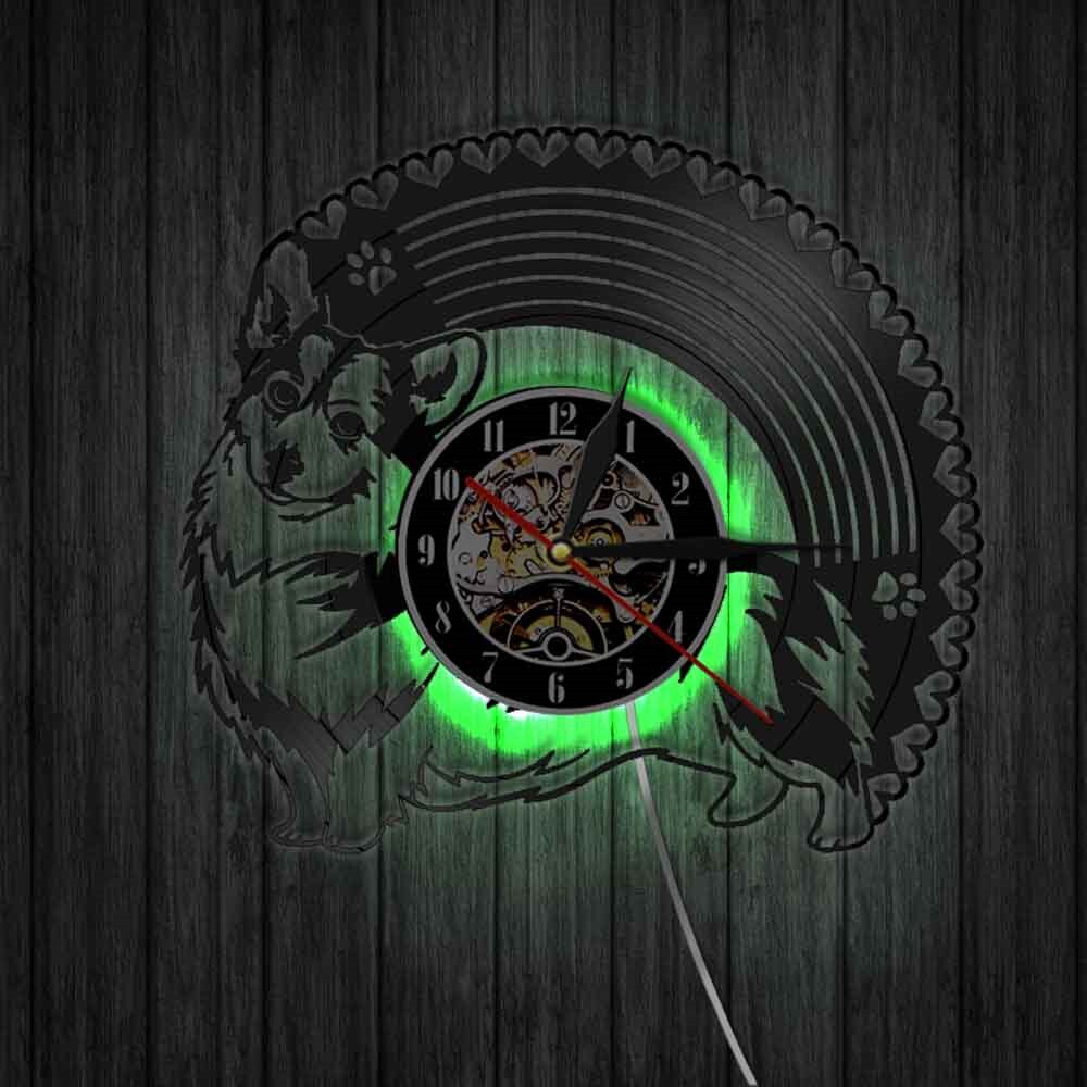 Laser-cut Repurposed Vinyl Record Clock (Corgi 2)