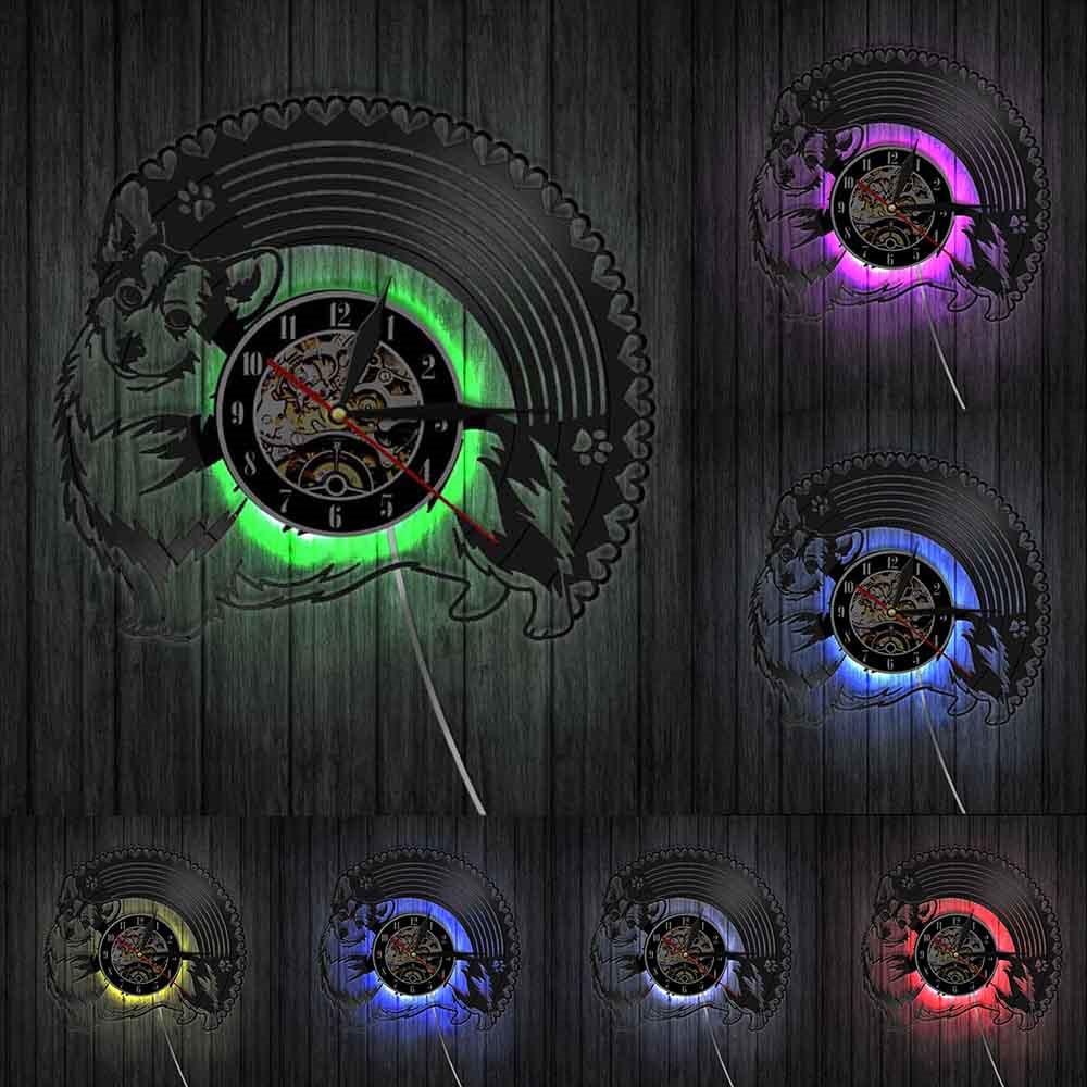 Laser-cut Repurposed Vinyl Record Clock (Corgi 2)