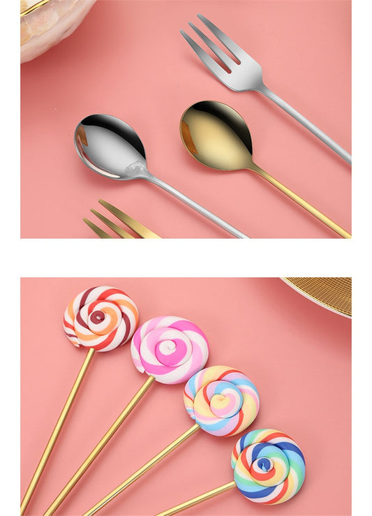 Doughnut / Lollipop Spoon and Fork Gift Set