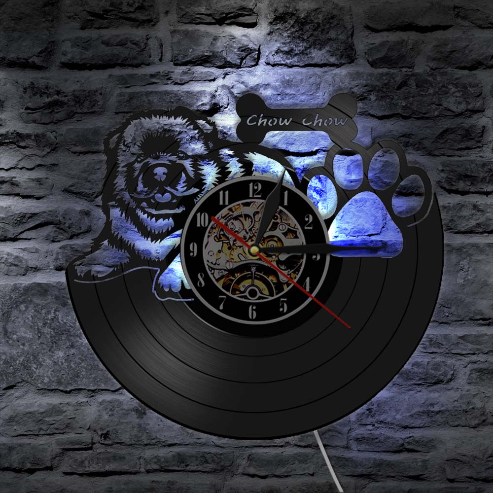 Laser-cut Repurposed Vinyl Record Clock (Chow Chow 2)