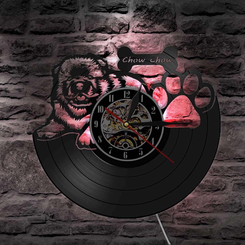Laser-cut Repurposed Vinyl Record Clock (Chow Chow 2)