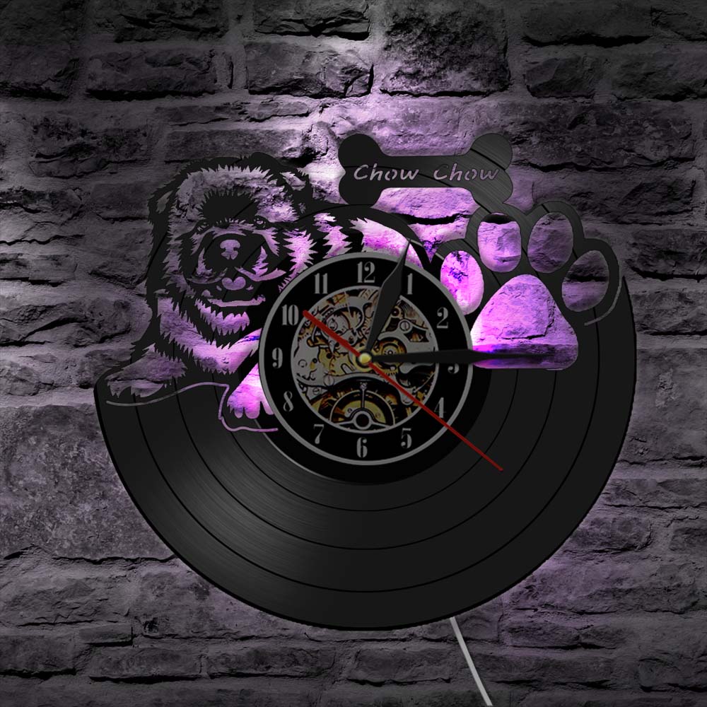 Laser-cut Repurposed Vinyl Record Clock (Chow Chow 2)