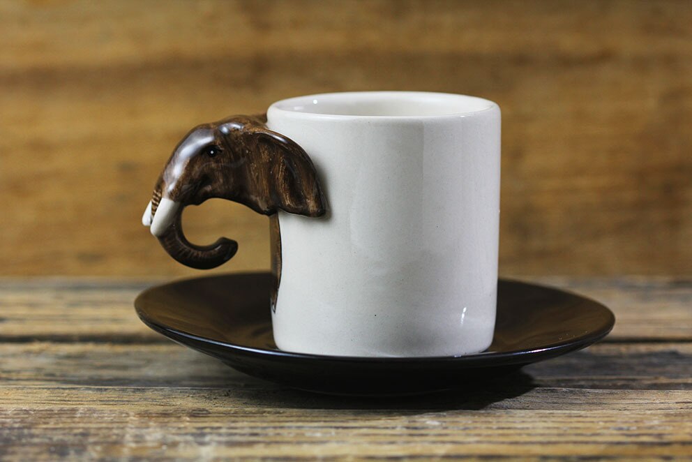 Hand-painted 3D Elephant Expresso Cup 3.4oz