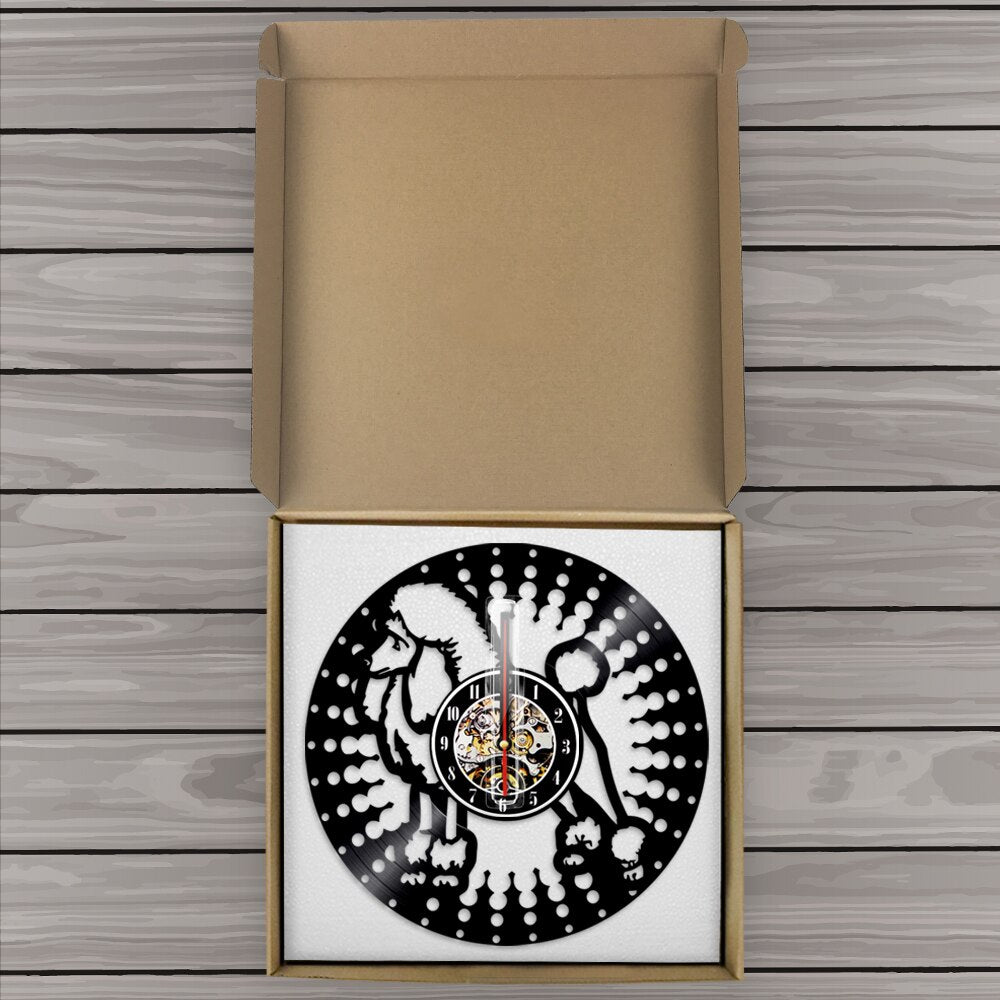 Laser-cut Repurposed Vinyl Record Clock (Poodle 3)