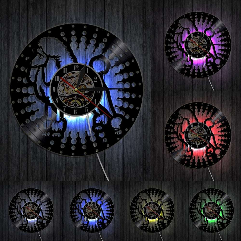 Laser-cut Repurposed Vinyl Record Clock (Poodle 3)