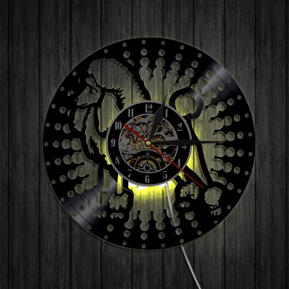 Laser-cut Repurposed Vinyl Record Clock (Poodle 3)