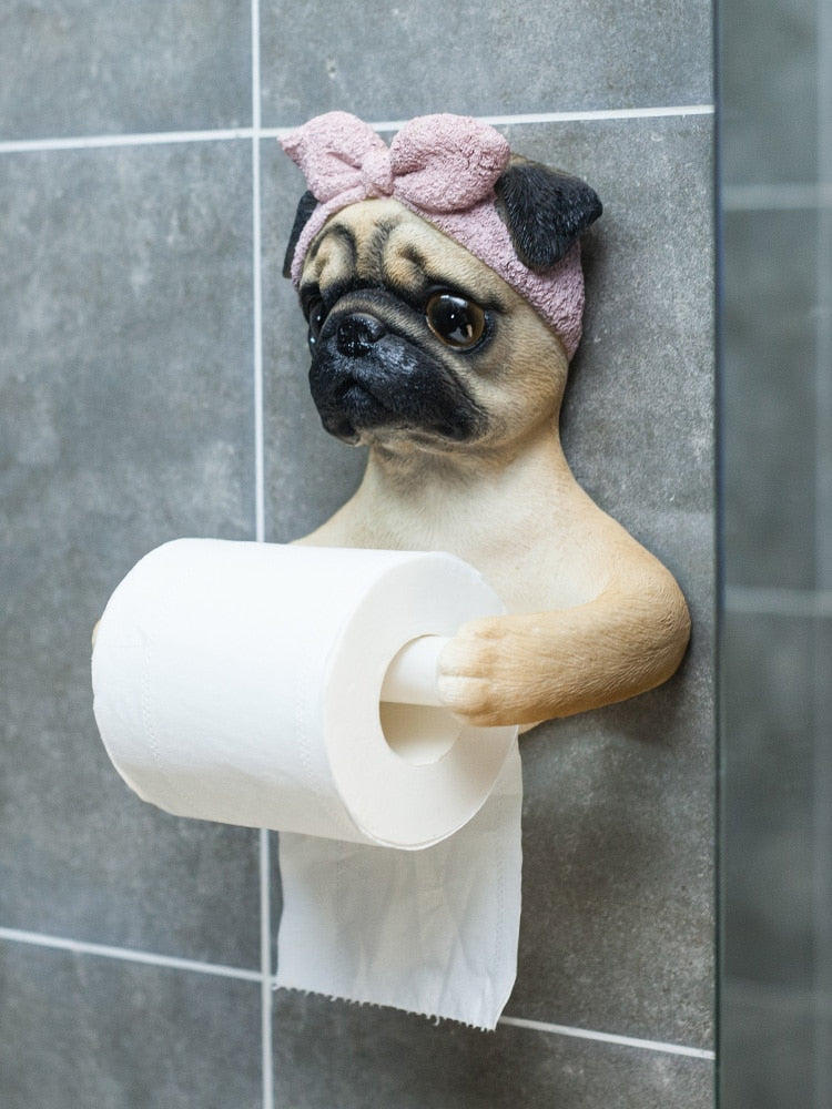 Handband Pug Toilet Roll Holder