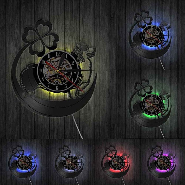 Laser-cut Repurposed Vinyl Record Clock (Corgi)