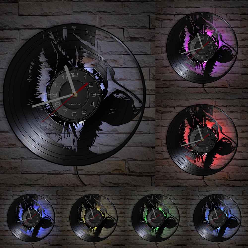 Laser-cut Repurposed Vinyl Record Clock (German Shepherd 2)