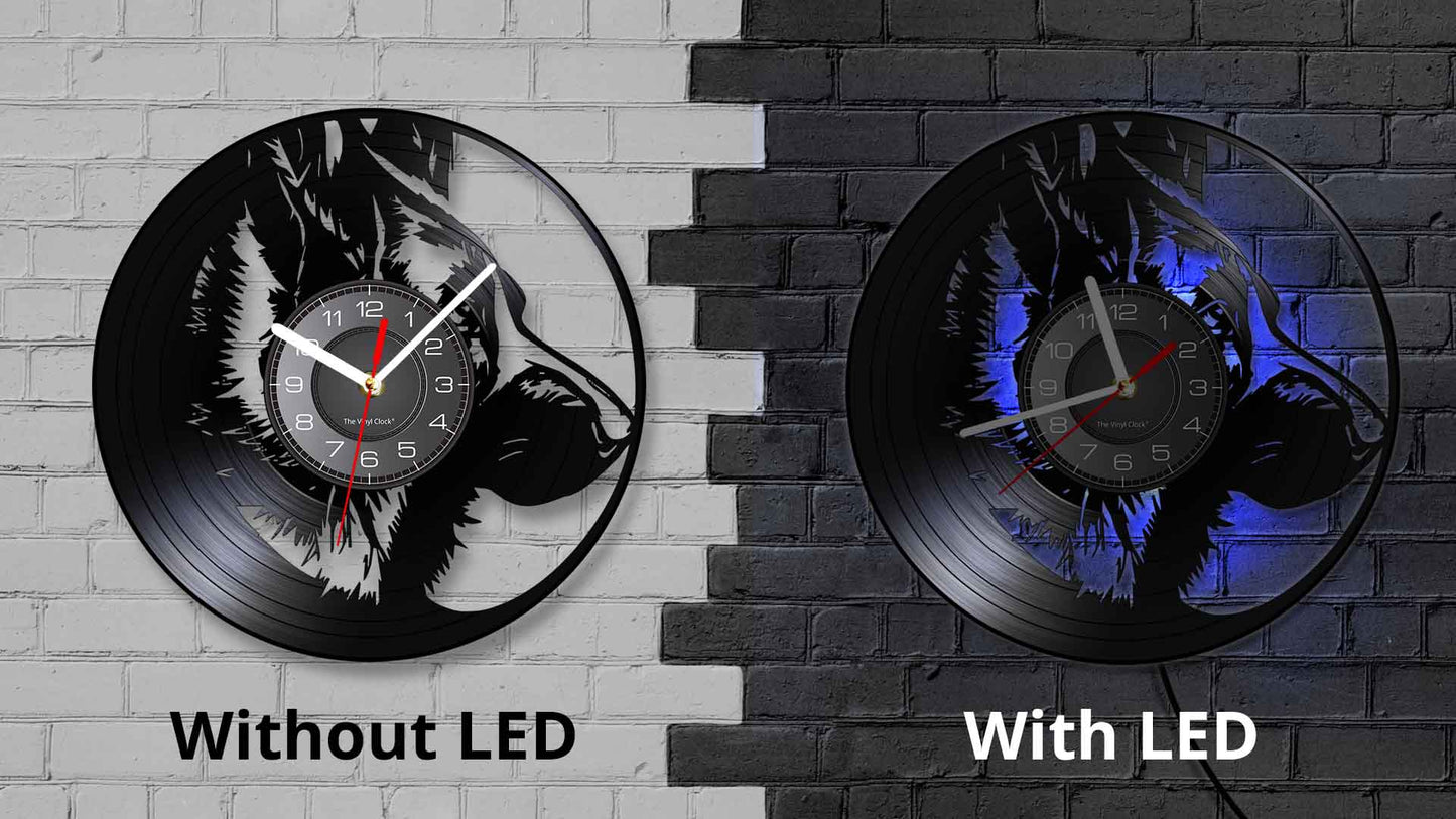 Laser-cut Repurposed Vinyl Record Clock (German Shepherd 2)