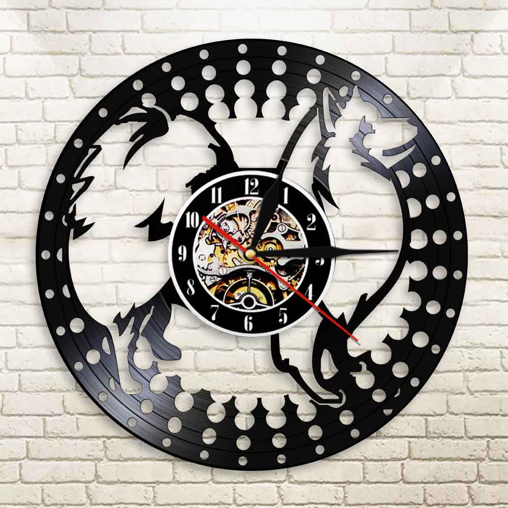 Laser-cut Repurposed Vinyl Record Clock (Japanese Spitz)