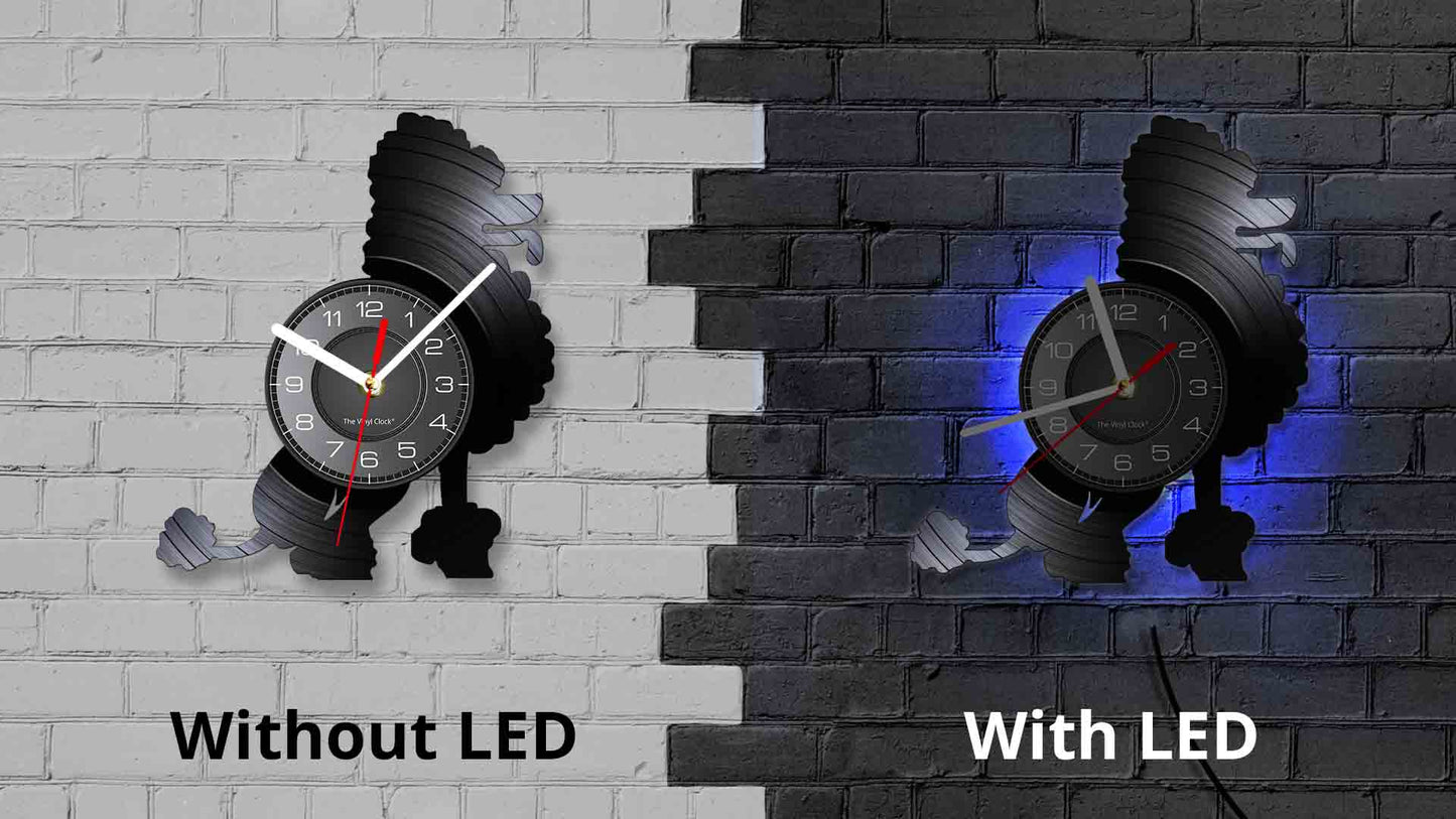 Laser-cut Repurposed Vinyl Record Clock (Poodle)