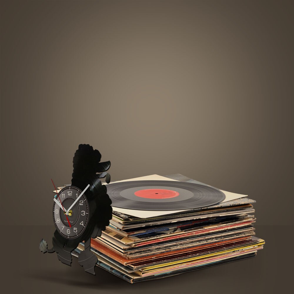 Laser-cut Repurposed Vinyl Record Clock (Poodle)