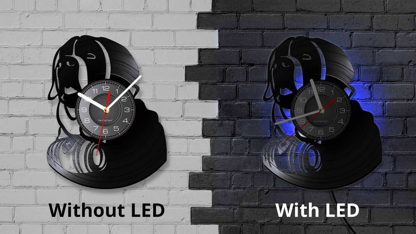 Laser-cut Repurposed Vinyl Record Clock (Saint Bernard 1)