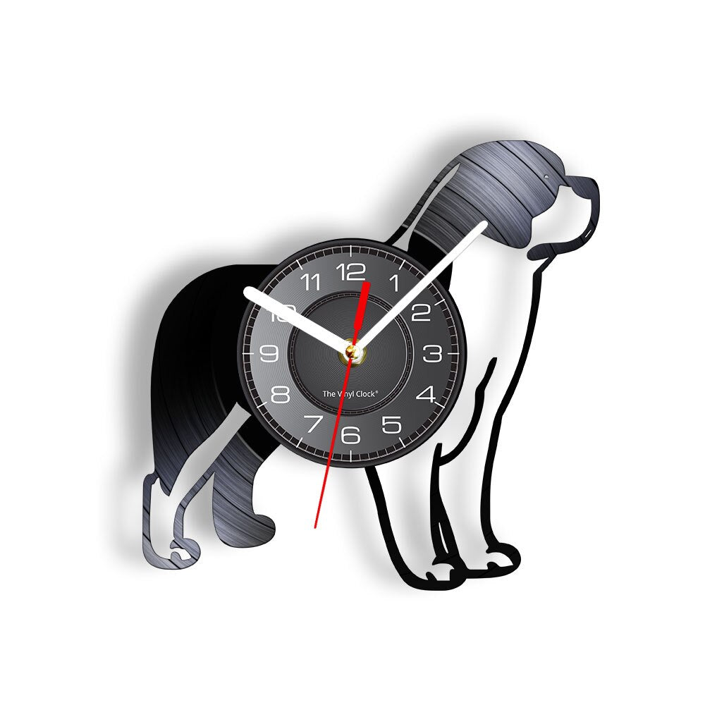 Laser-cut Repurposed Vinyl Record Clock (Saint Bernard 2)