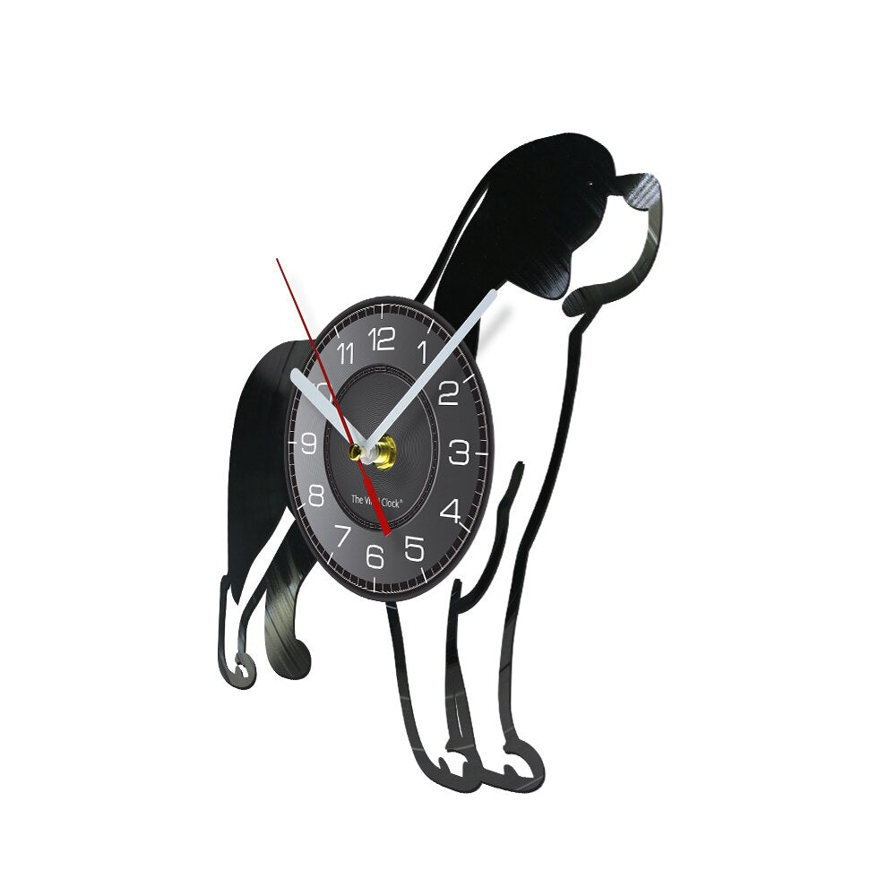 Laser-cut Repurposed Vinyl Record Clock (Saint Bernard 2)