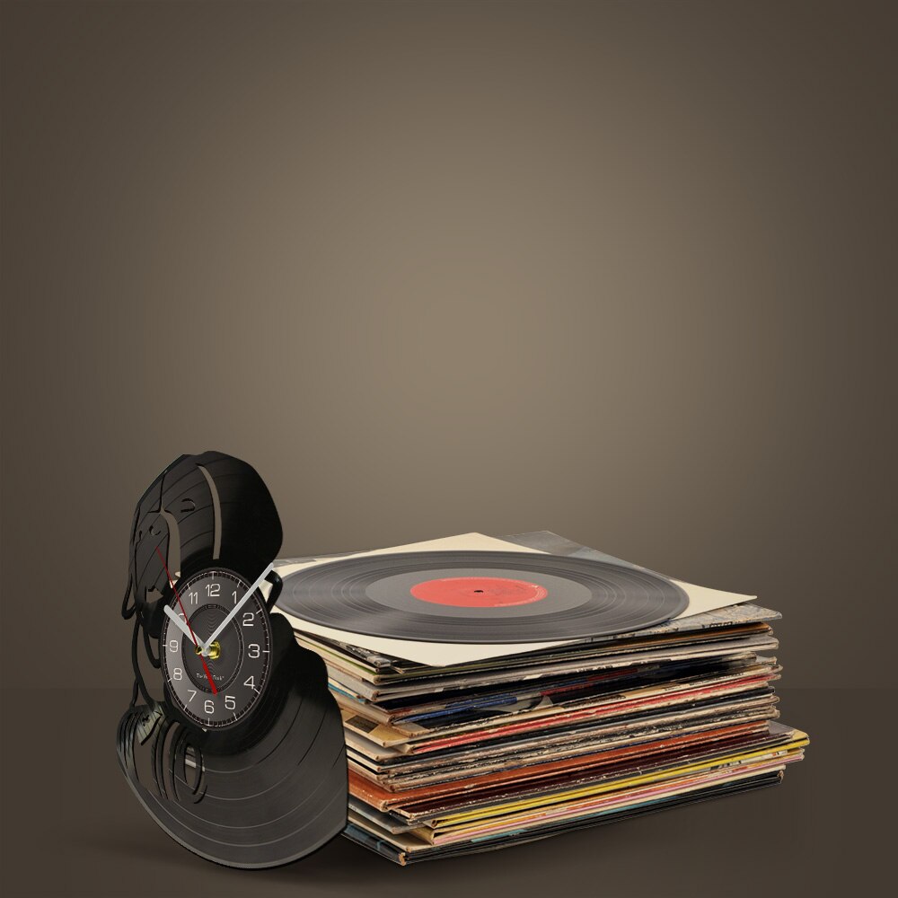 Laser-cut Repurposed Vinyl Record Clock (Saint Bernard 1)