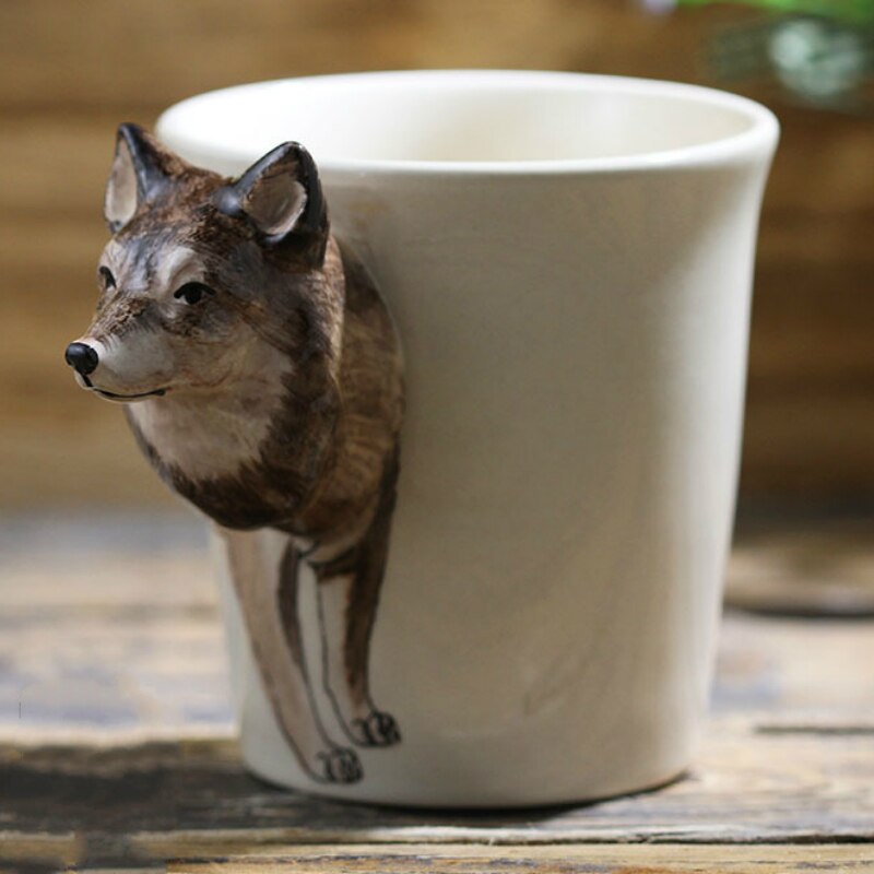 Hand-painted 3D Wolf Mug 7oz