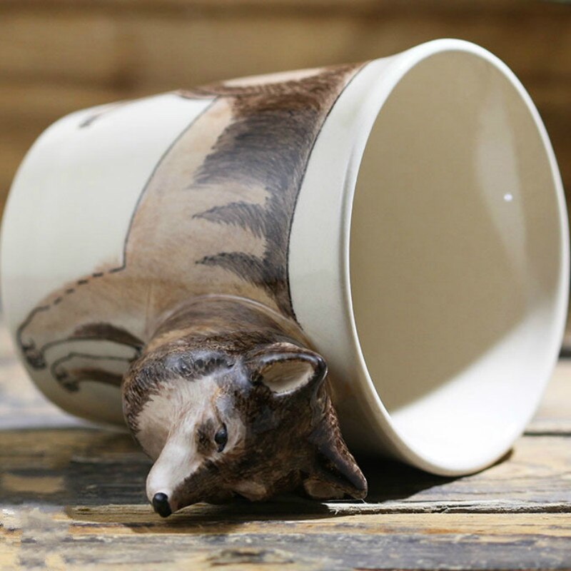 Hand-painted 3D Wolf Mug 7oz