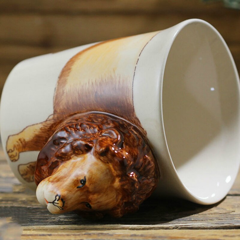 Hand-painted 3D Lion Mug 7oz