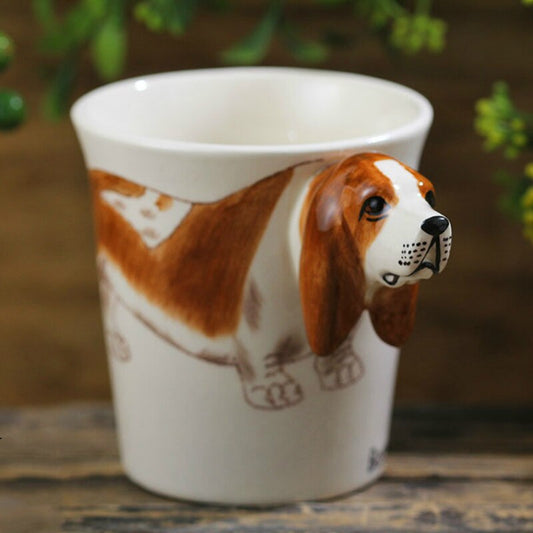 Hand-painted 3D Basset Hound Mug 10.6oz