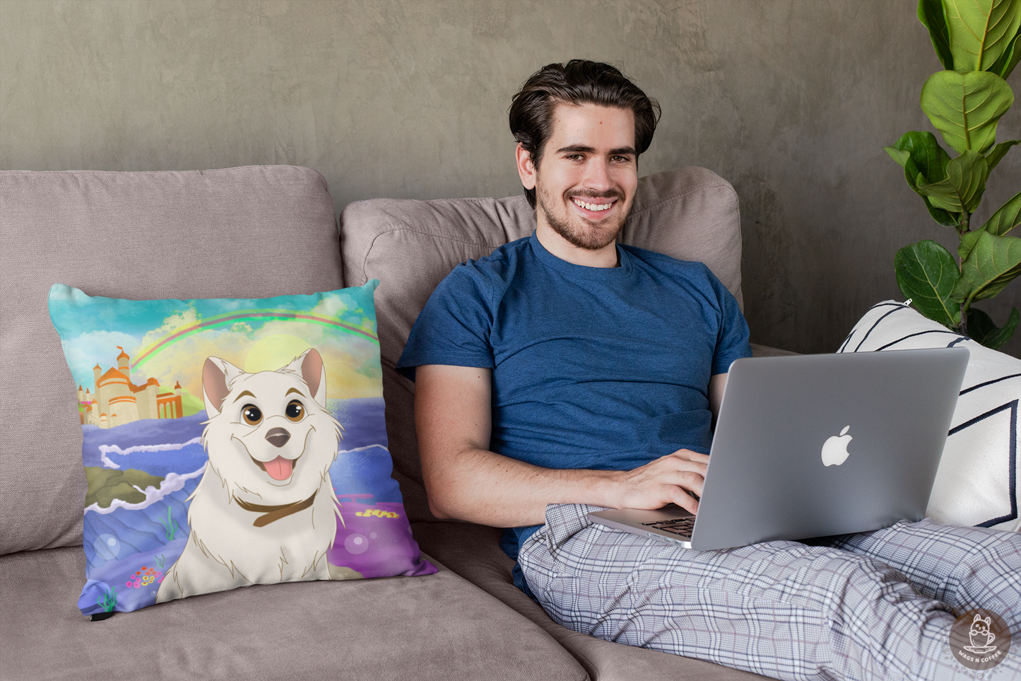 Custom Hand-drawn Disney Style Pet Illustration Pillow (4 sizes)