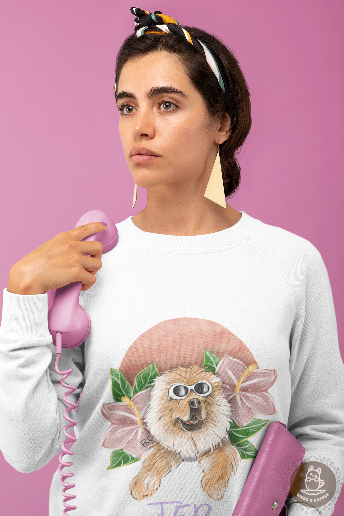 Unisex Hand-drawn Artistic Half-Body Style Pet Illustration Sweatshirt