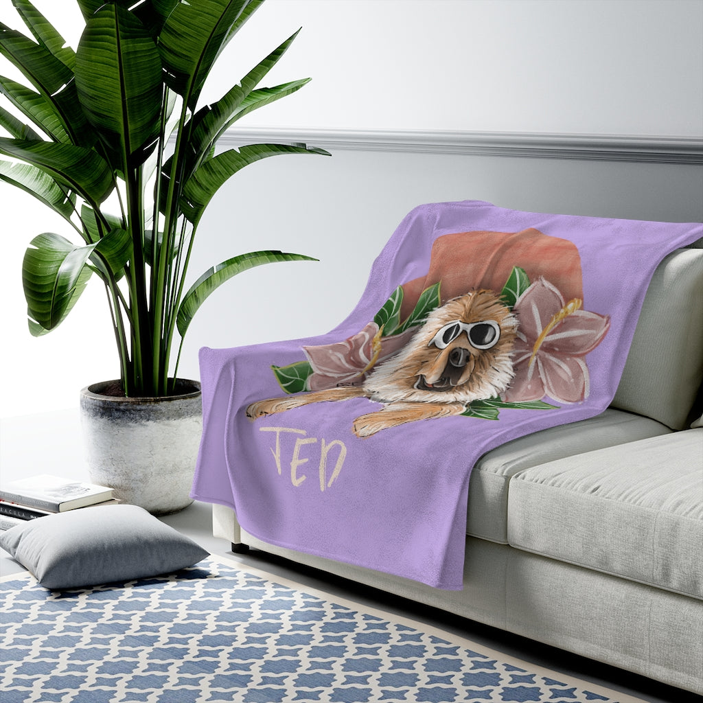 Hand-drawn Artistic Style Half-Body Pet Plush Blanket