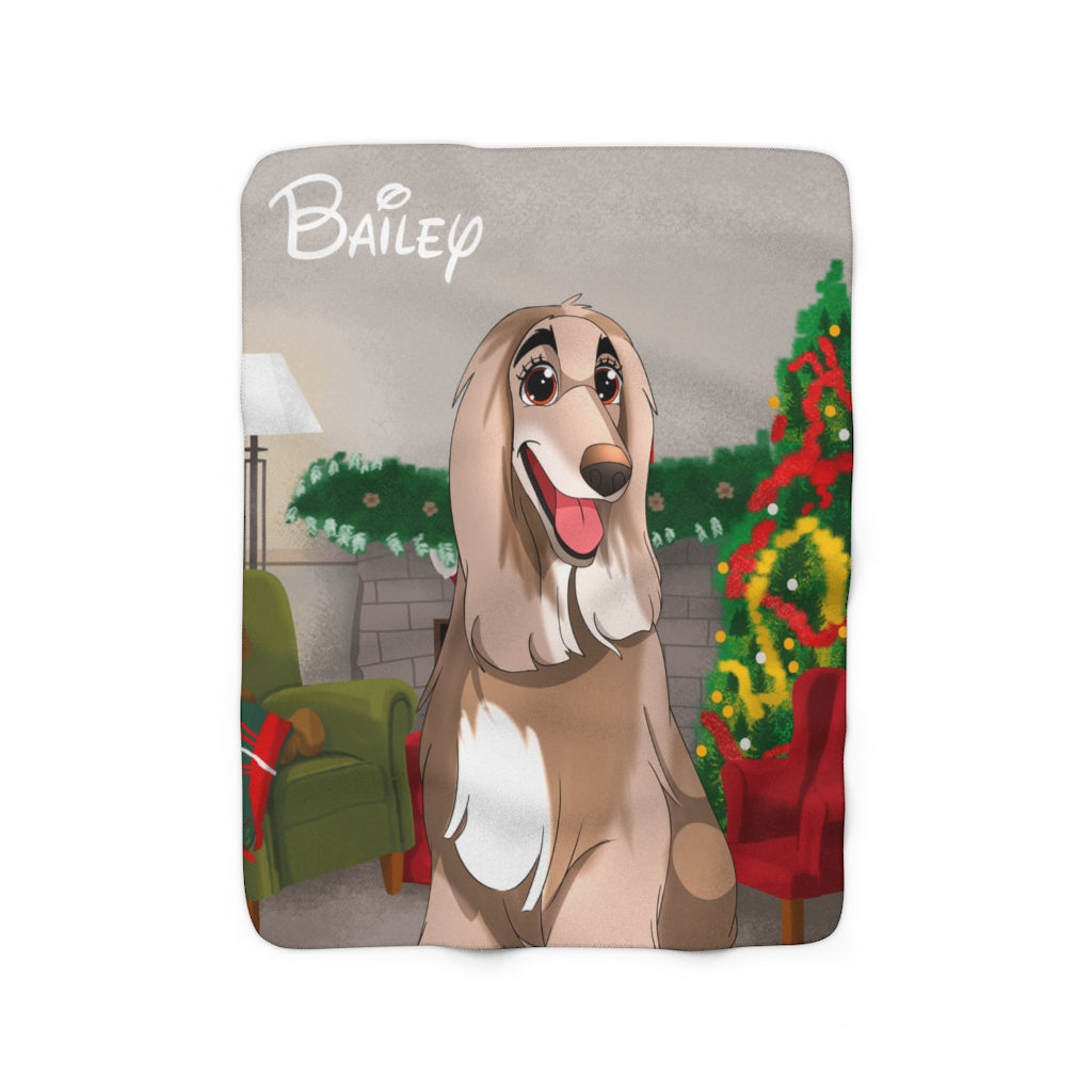 Hand-drawn Disney Style Pet Sherpa Blanket (2 sizes)