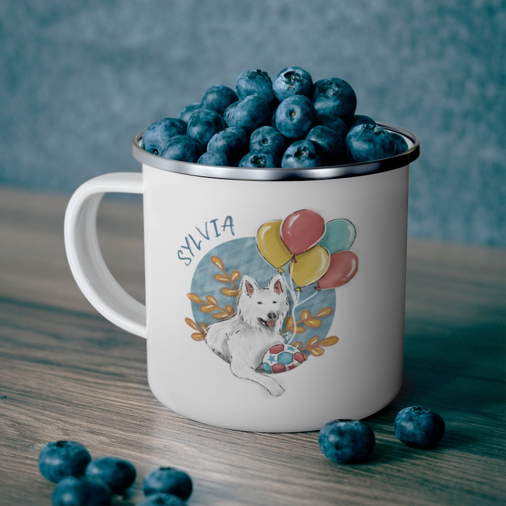 Hand-drawn Artistic Style Half-Body Pet Enamel Mug 12oz