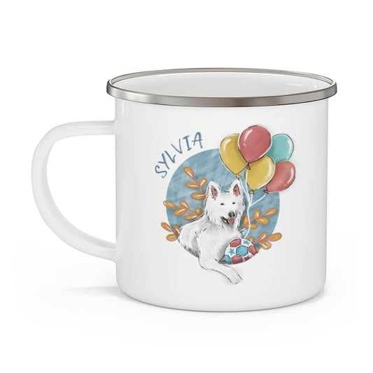 Hand-drawn Artistic Style Half-Body Pet Enamel Mug 12oz