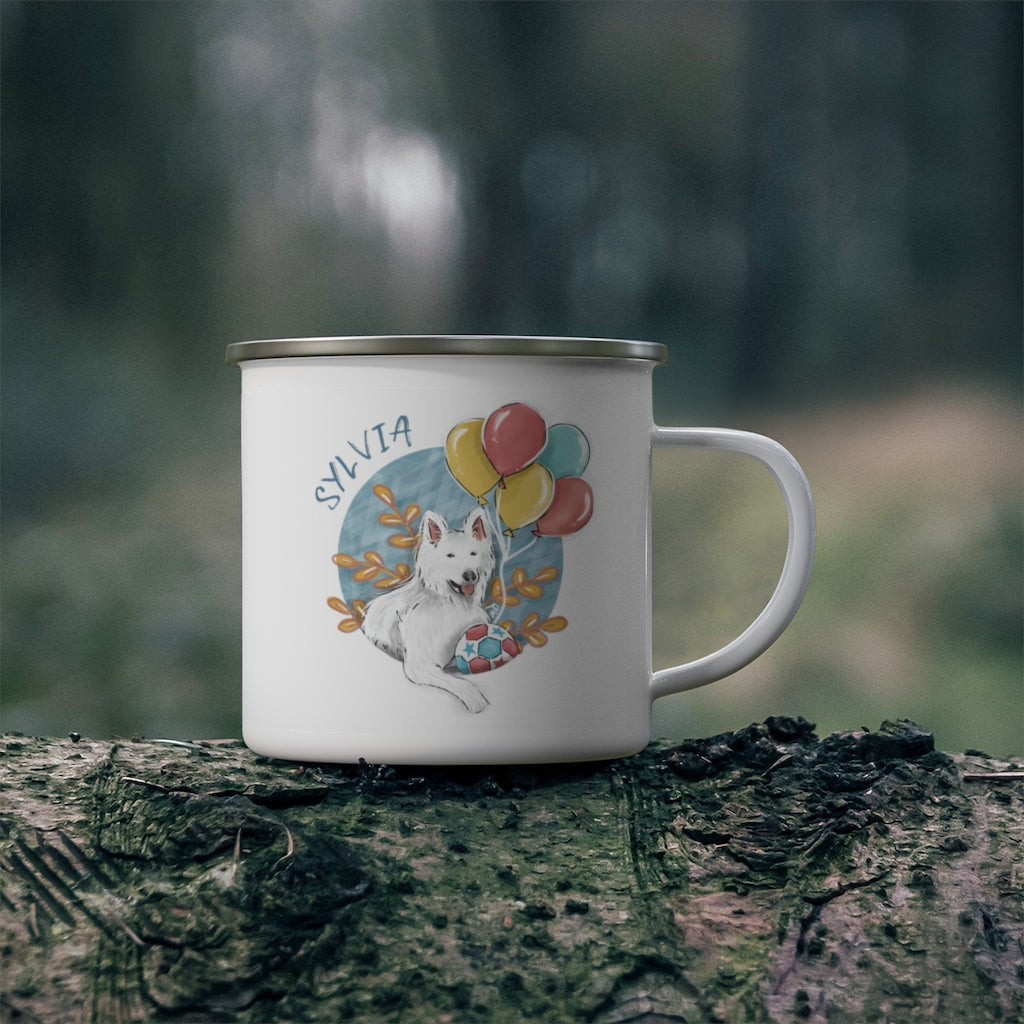 Hand-drawn Artistic Style Half-Body Pet Enamel Mug 12oz