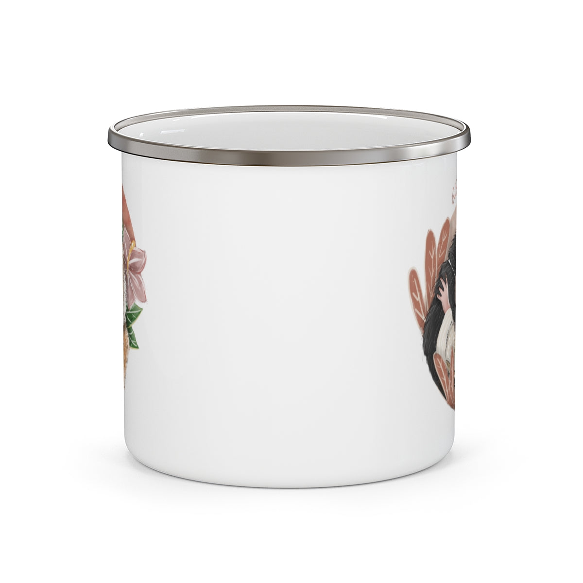 Hand-drawn Artistic Style Half-Body Pet Enamel Mug 12oz