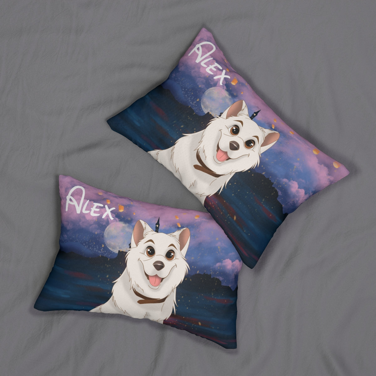 Hand-drawn Disney Style Pet Lumbar Pillow (14” x 20”)