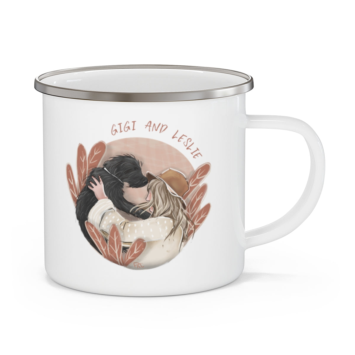 Hand-drawn Artistic Style Half-Body Pet Enamel Mug 12oz