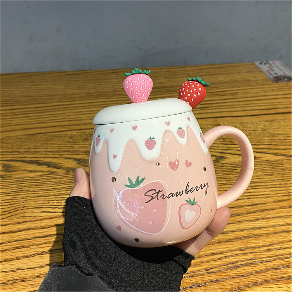 Strawberry Mug with Lid 13.5oz