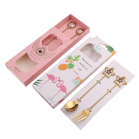 Star/ Heart Pendant Spoon & Fork 2-piece Gift Set