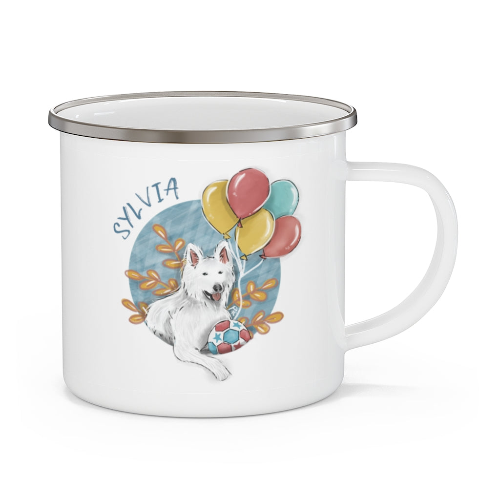 Hand-drawn Artistic Style Half-Body Pet Enamel Mug 12oz